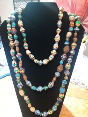 African Handmade Multicolor Paper Bead Necklace - Women Jewelry